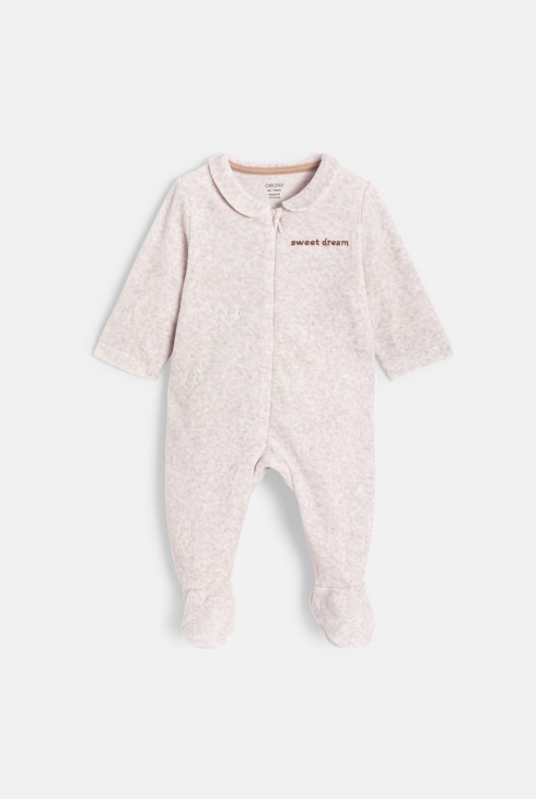 Dors-bien en velours beige mixte 1