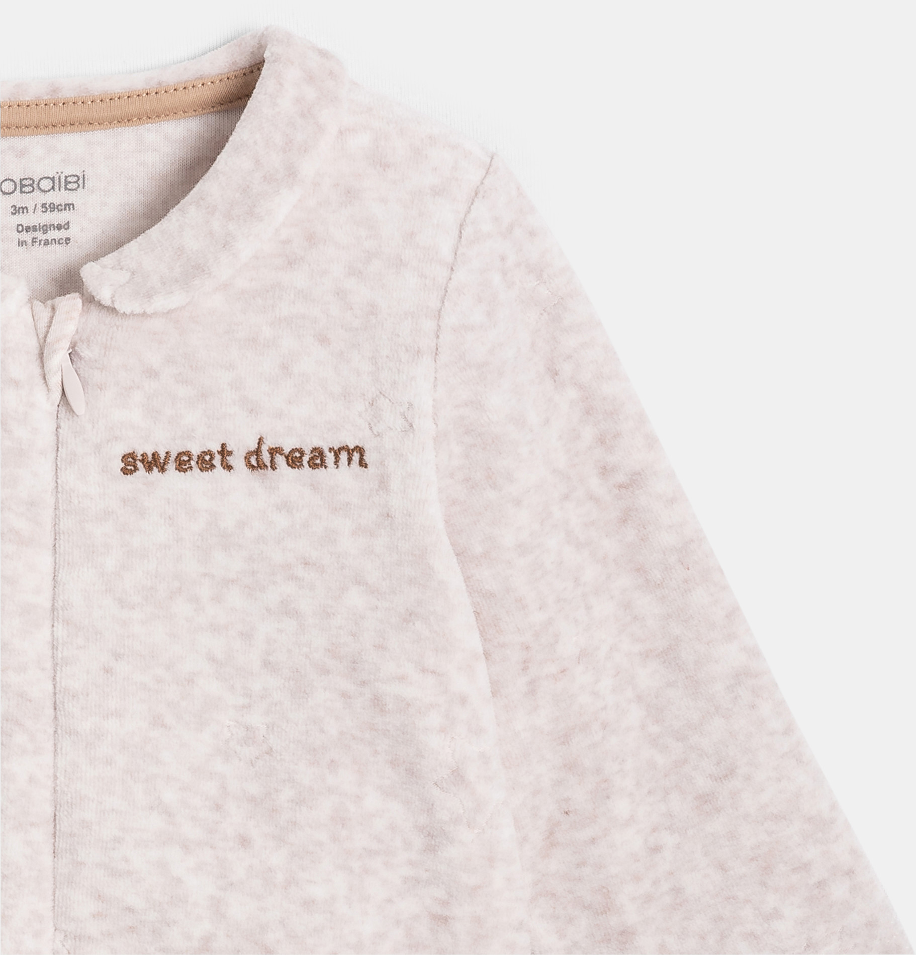 Dors-bien en velours beige mixte 2