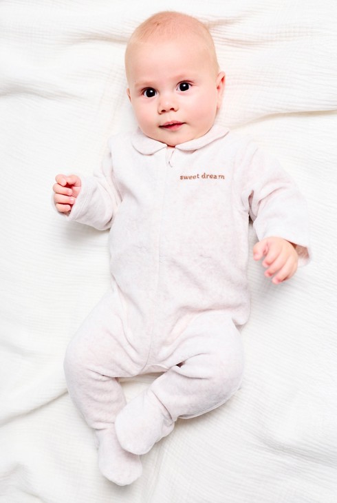 White velvet unisex sleepsuit 1