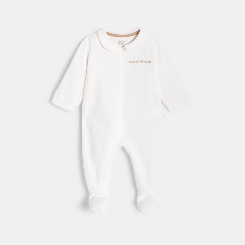 Strampler aus weißem Samt Unisex