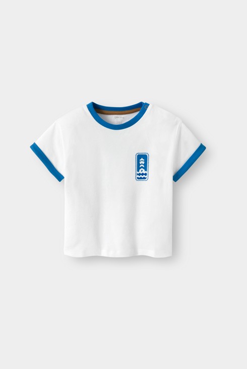 Wit T-shirt in matrozenstijl voor babyjongens 1