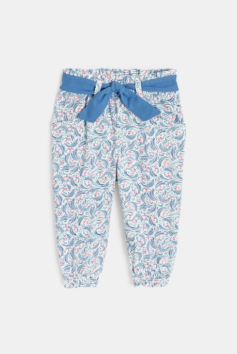 Baby girl's blue motif high rise trousers 1