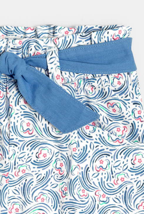 Baby girl's blue motif high rise trousers 2