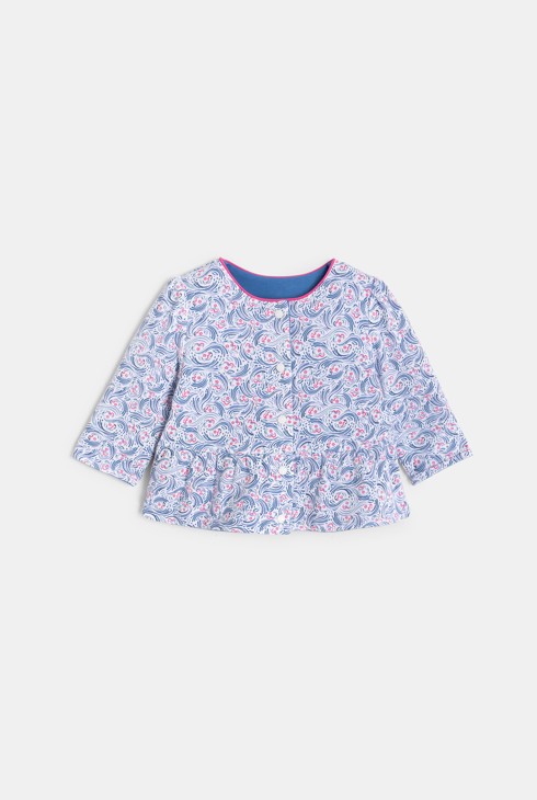 Wendbares blaues Sweatshirt mit Druckknöpfen für kleine Mädchen 1