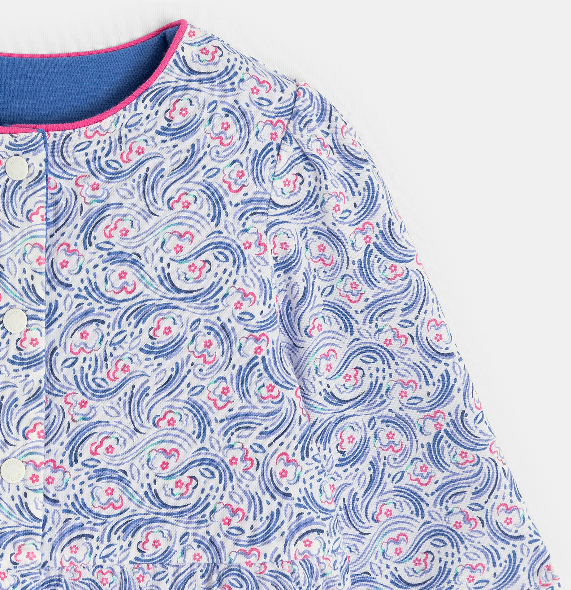 Wendbares blaues Sweatshirt mit Druckknöpfen für kleine Mädchen 2