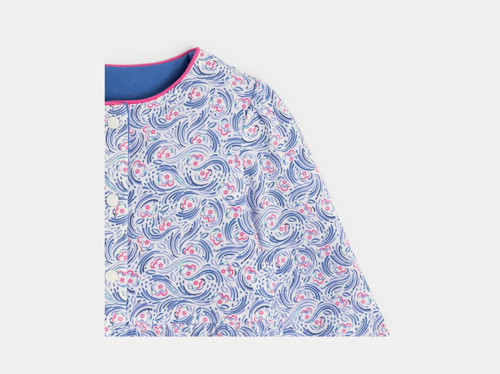 Felpa double face con automatici blu neonata 2