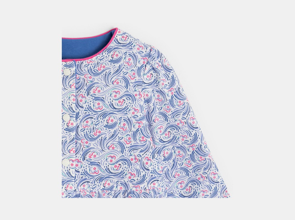 Blauwe omkeerbare sweater met drukknopen voor babymeisjes 2