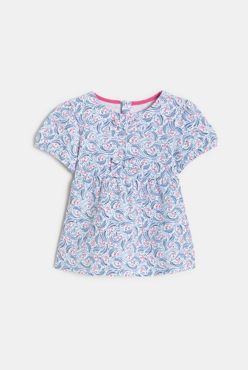 Blusa con lazos floral azul bebé niña 2