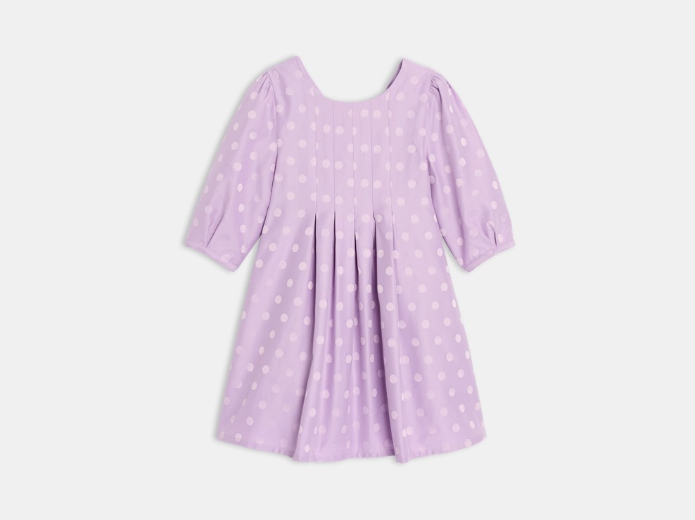 Paarse meisjesjurk met stippen 2