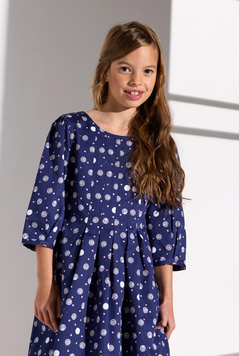 Robe Fille Obaïbi 12 Mois, Blanche à Rayures Bleues - Manches Longues, Excellent état