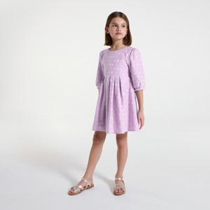 Violettes Kleid mit Pünktchen für Mädchen