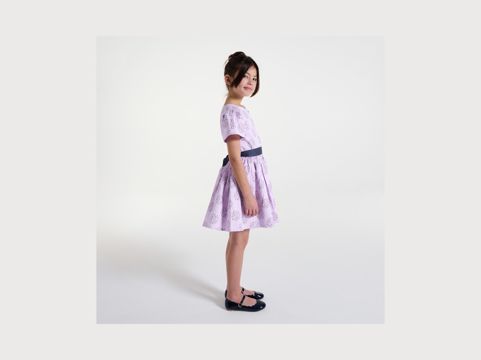 Robe chic fleurie mauve fille 1
