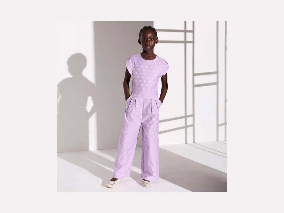 Combinaison à pois violette Fille 1