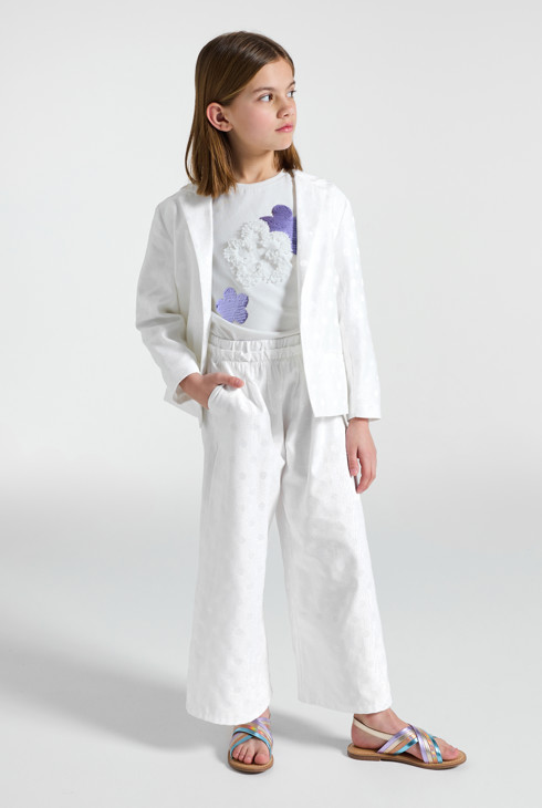 Wijde broek met witte stippen voor meisjes 1