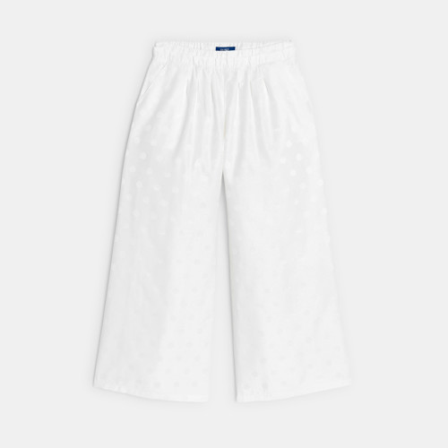 Pantalon Large À Pois Blanc Fille - Blanc - 10A - OKAIDI