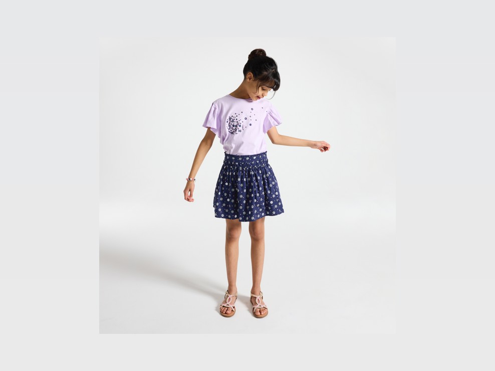 Dekliško mornarsko modro krilo z zavihki 1