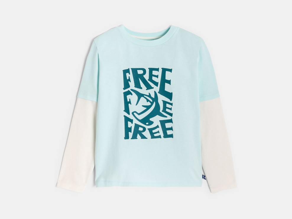 Blaues T-Shirt mit Haimotiv für Jungen 1