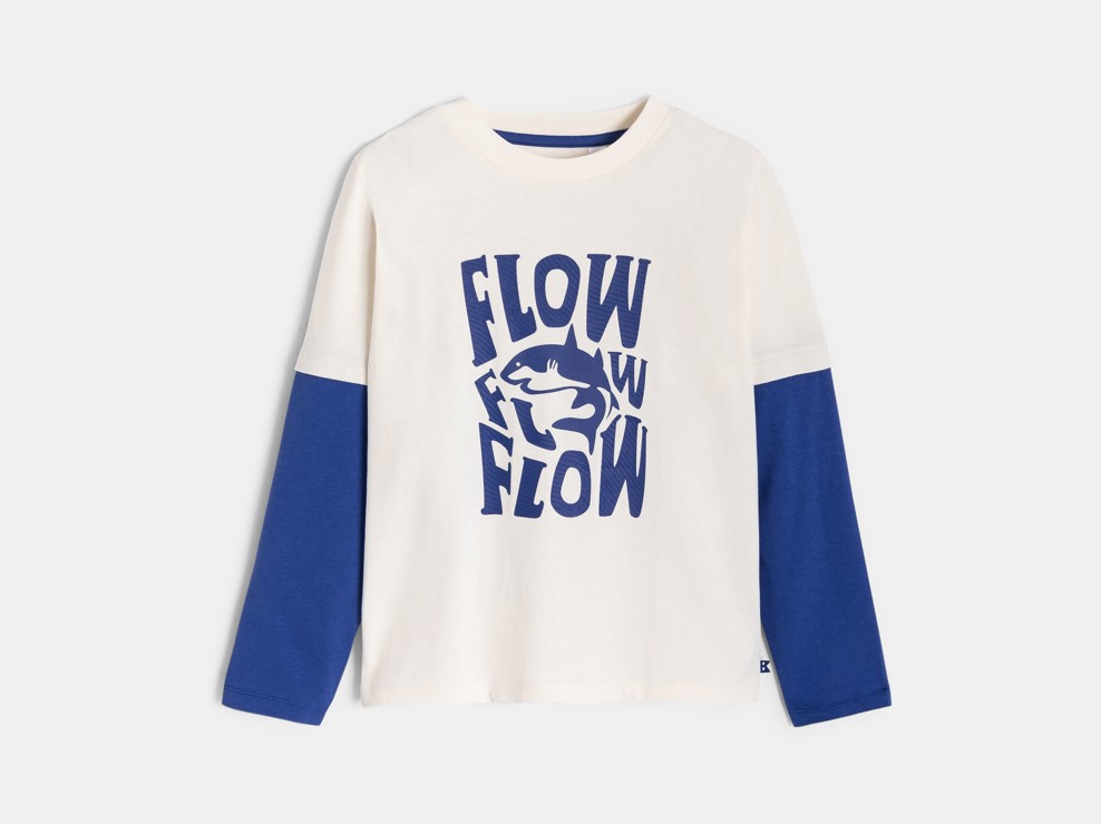 Weiß-blaues T-Shirt mit Haimotiv für Jungen 1