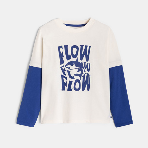 T-shirt Requin Blanc Et Bleu Garçon - Blanc Meringue - 10A - OKAIDI