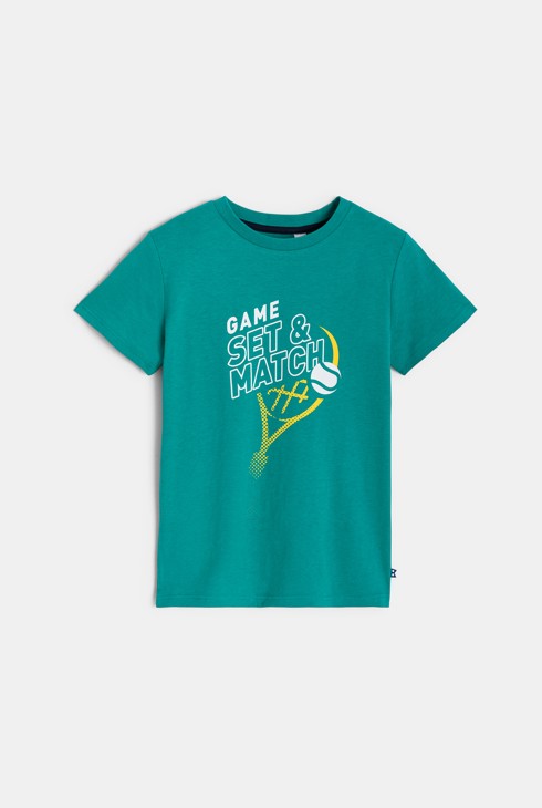T-shirt vert à motif sportif Garçon 1