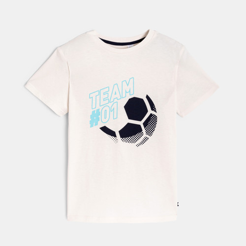 T-shirt Foot Blanc Garçon - Ecru - 3A - OKAIDI