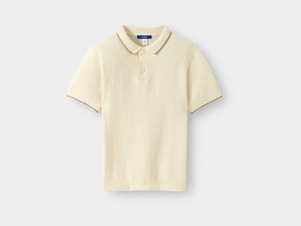 Polo lavorata a maglia beige bambino 1