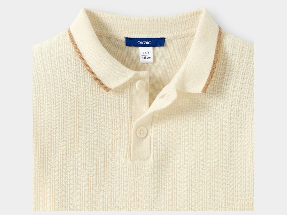 Polo lavorata a maglia beige bambino 2