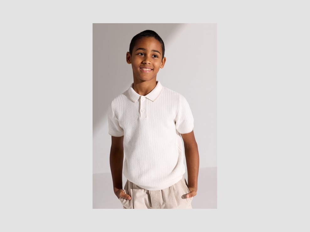 Polo maille tricot beige garçon 1