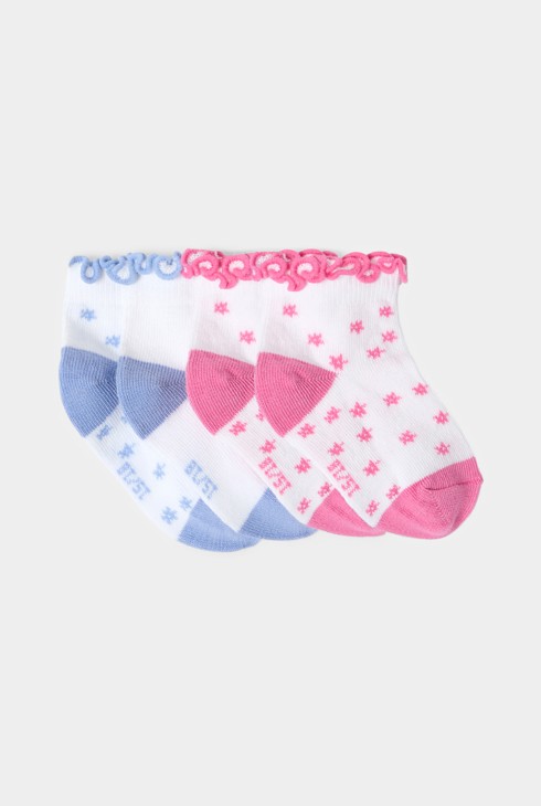 Chaussettes basses fleuries blanc bébé fille (lot de 2) 1
