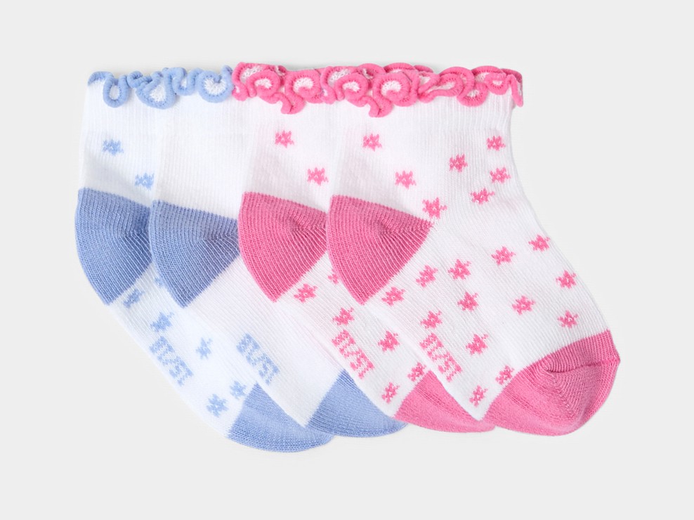 Witte lage sokken met bloemmotiefje voor babymeisjes (2 paar) 1