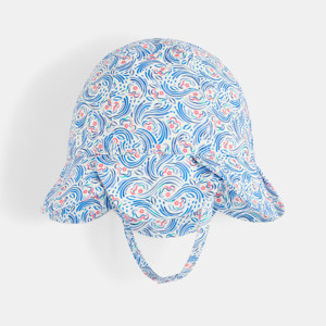 Chapeau de soleil cloche fleurs bleu bébé fille