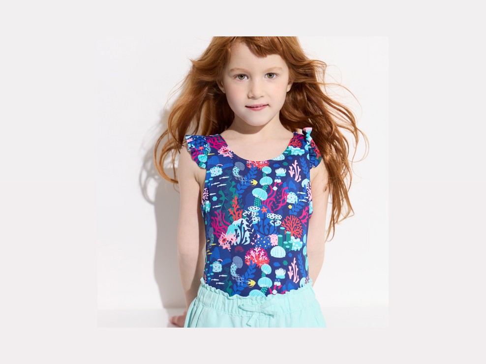 Blauer Einteiler mit Marinemotiv für Mädchen 1