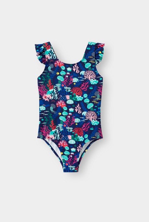 Maillot de bain 1 pièce bleu à motif marin fille 2