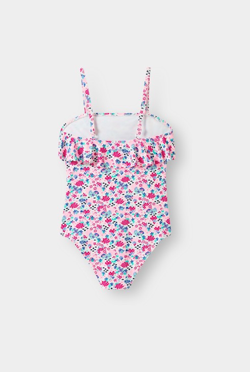 Maillot de bain 1 pièce rose motif fleur fille
