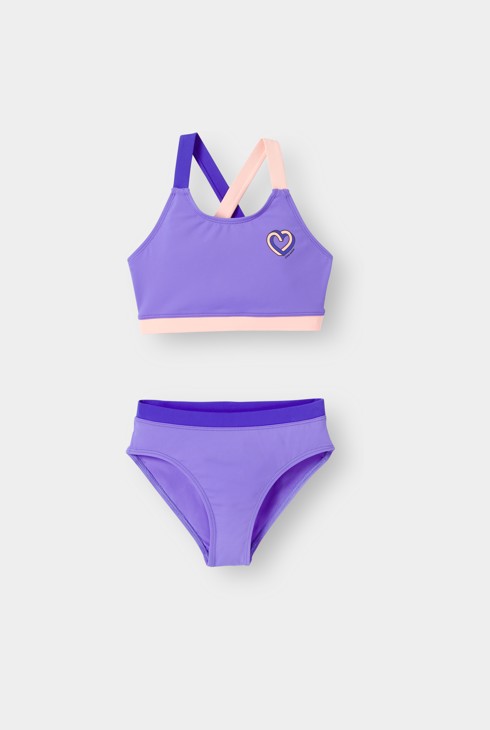 Ljubičasti dvodijelni kupaći kostim za djevojčice 2