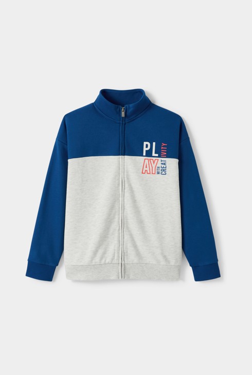Blauwe sweater met rits voor jongens 2