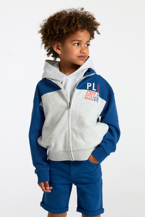Blauwe sweater met rits voor jongens 1