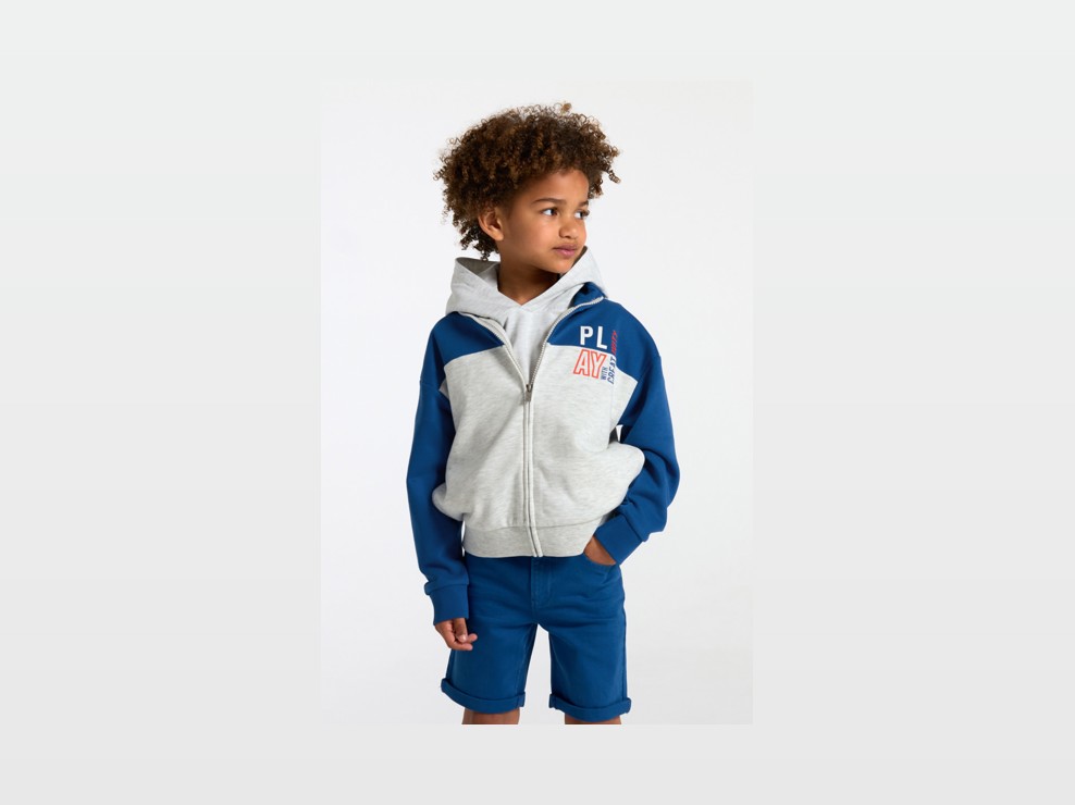Sweat zippé bleu garçon 1