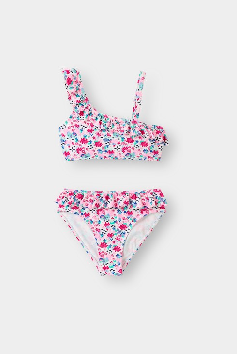 Maillot de bain 2 pièces imprimé rose fille 1