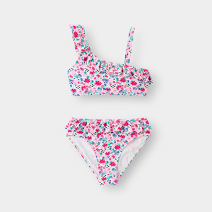 Maillot de bain 2 pièces imprimé rose fille