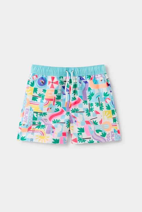 Short de bain imprimé bleu garçon 2