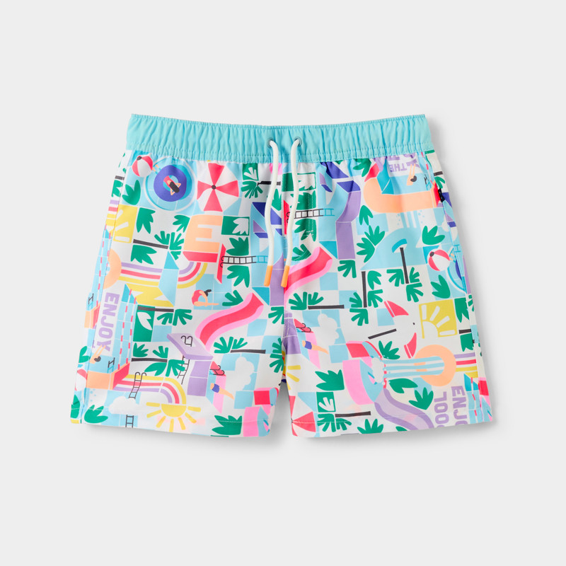 Badeshorts bedruckt blau Jungen
