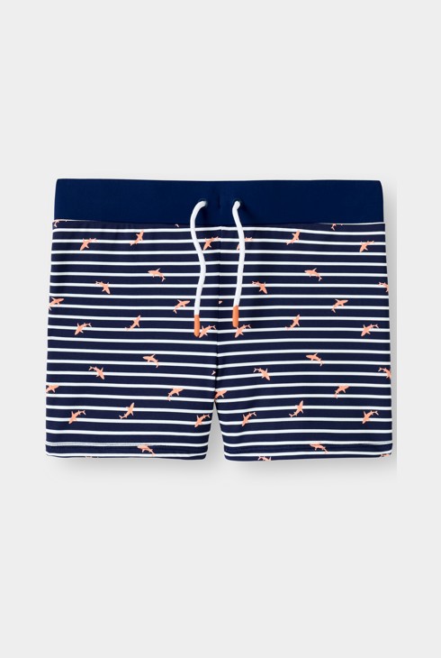 Short de bain rayé bleu garçon 1