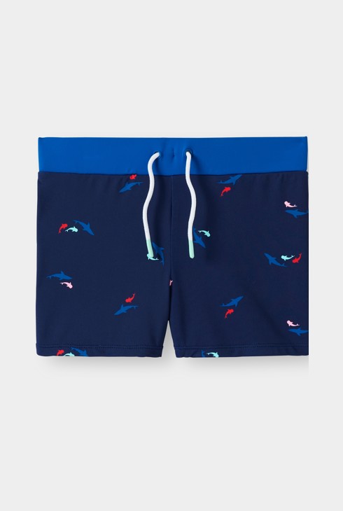 Short de bain imprimé bleu marine garçon 1