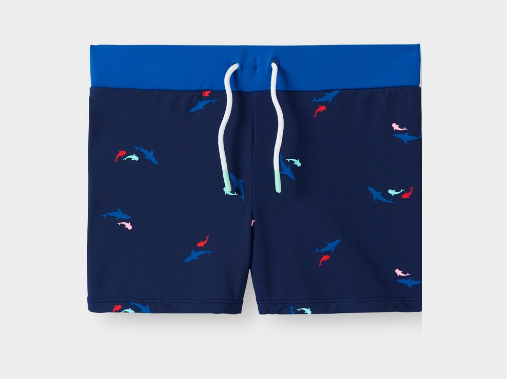 Badeshorts bedruckt marineblau Jungen 1