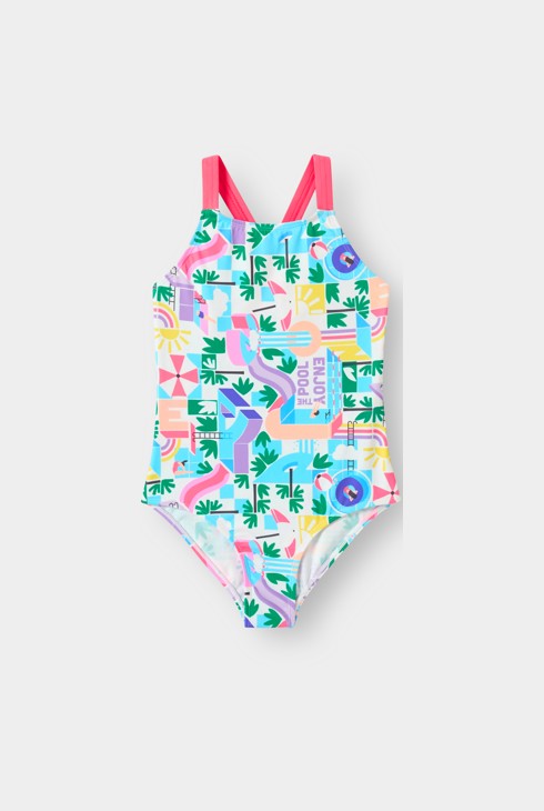 Maillot de bain imprimé multicolore fille 2