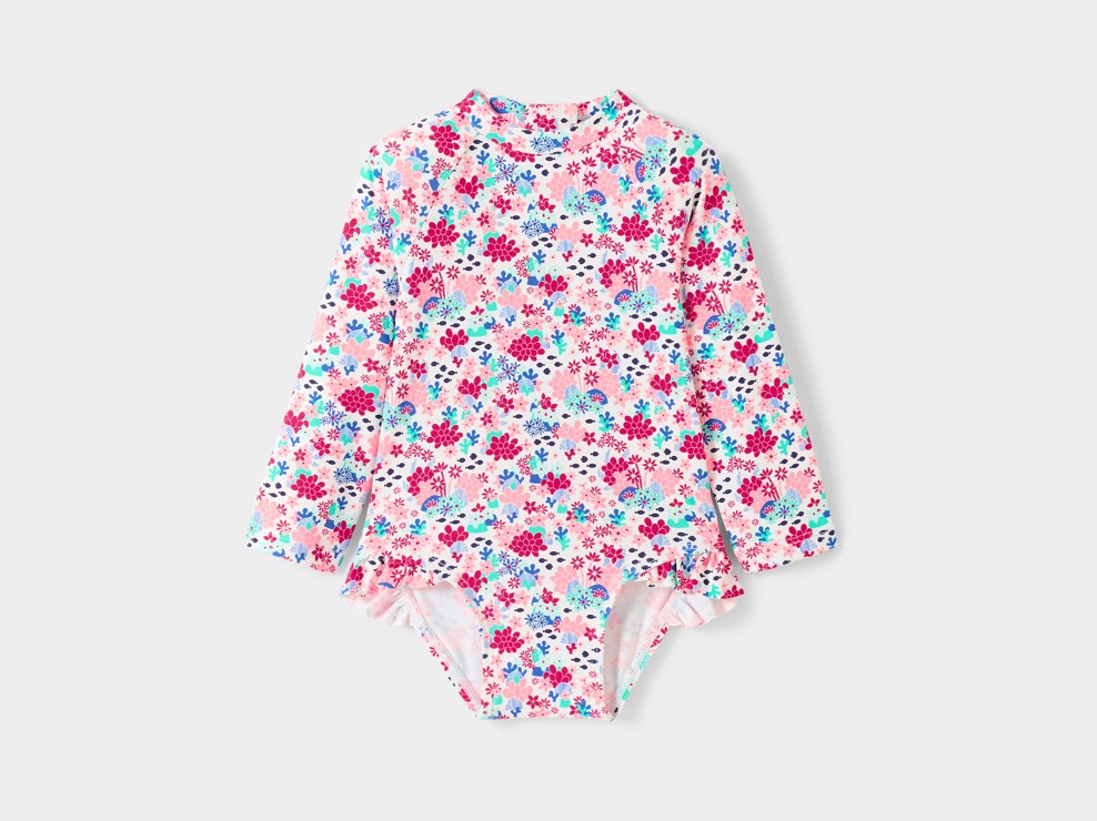 Bañador mono floral rosa bebé niña 2