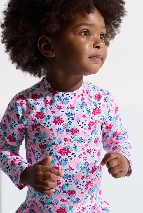 Baby girl's pink floral swimsuit 1