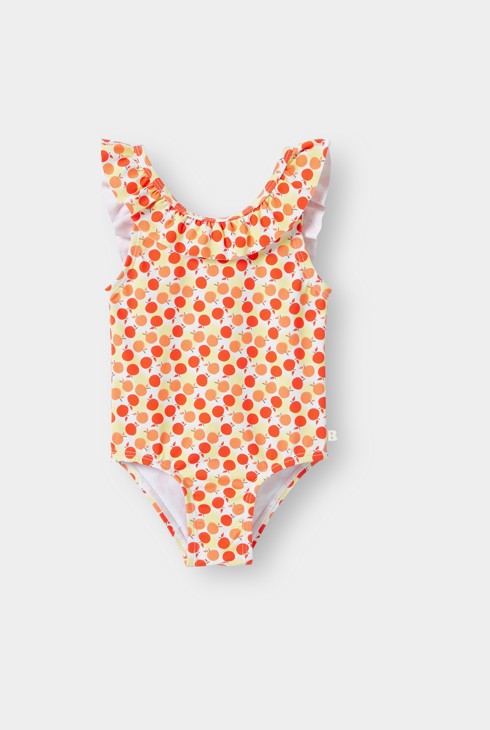 Bañador 1 pieza naranja estampado fruta bebé niña 1