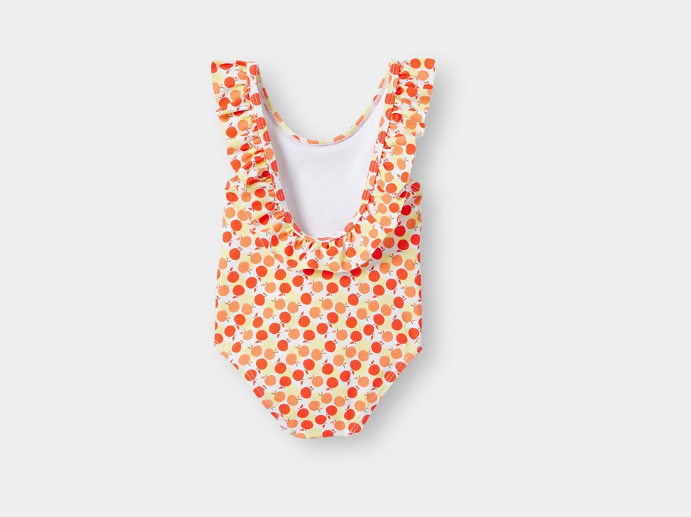 Costume da bagno intero arancio con stampa frutta per neonata 2